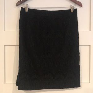 J Crew black lace pencil skirt